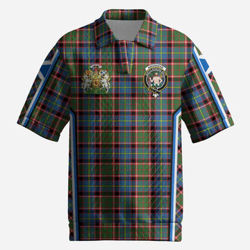 Aikenhead Tartan Crest Men’s Polo Sweater Top Scotland Coat of Arm Flag Style