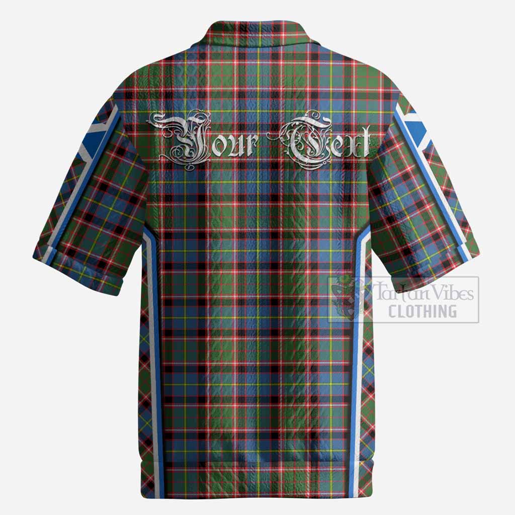 Aikenhead Tartan Crest Men’s Polo Sweater Top Scotland Coat of Arm Flag Style