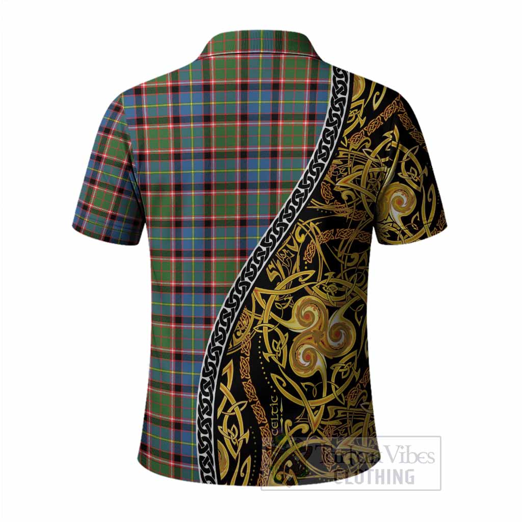 Aikenhead Tartan Crest Polo Shirt Celtic Knot and Triple Trickle Spiral Symbols