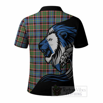 Aikenhead Tartan Crest Polo Shirt Scottish Golden Lions Wave Flow
