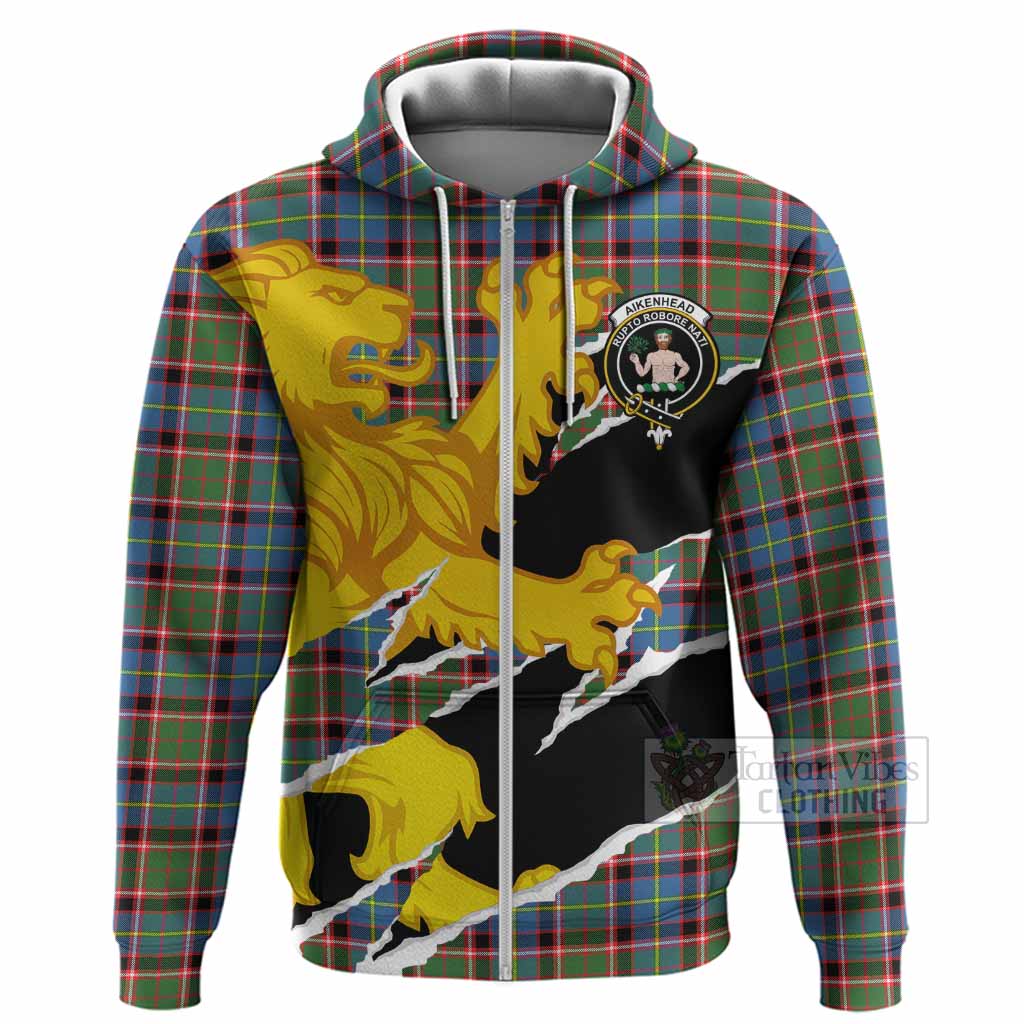 Aikenhead Tartan Crest Scottish Hoodie Heraldic Golden Lion