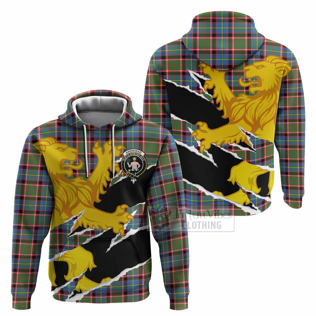 Aikenhead Tartan Crest Scottish Hoodie Heraldic Golden Lion