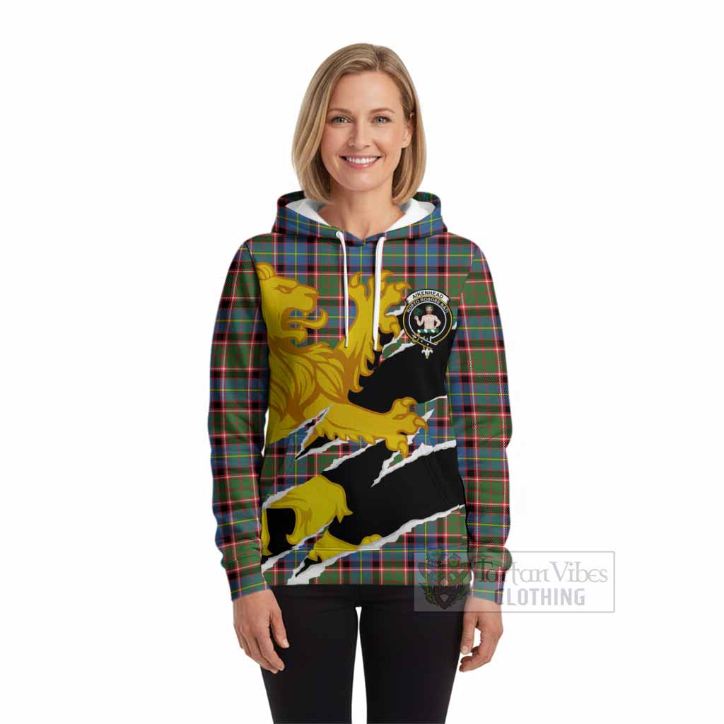 Aikenhead Tartan Crest Scottish Hoodie Heraldic Golden Lion