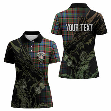 Aikenhead Tartan Crest Scottish Women Polo Shirt Dragon and Thistle