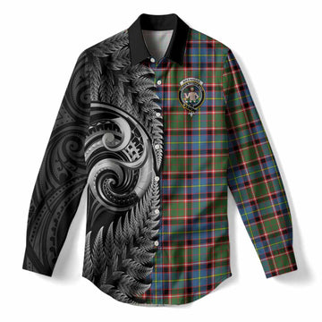 Aikenhead Tartan Crest Women Casual Shirt With New Zealand Silver Fern Maori Koru