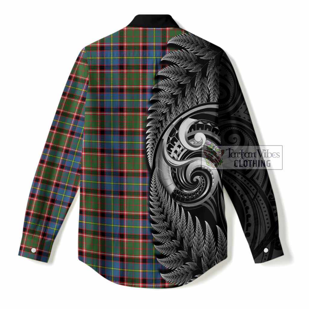 Aikenhead Tartan Crest Women Casual Shirt With New Zealand Silver Fern Maori Koru