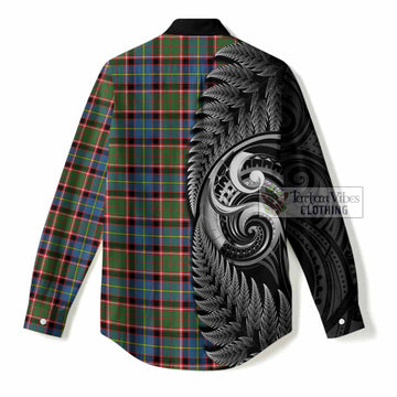 Aikenhead Tartan Crest Women Casual Shirt With New Zealand Silver Fern Maori Koru