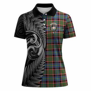Aikenhead Tartan Crest Women Polo Shirt With New Zealand Silver Fern Maori Koru