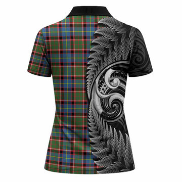 Aikenhead Tartan Crest Women Polo Shirt With New Zealand Silver Fern Maori Koru