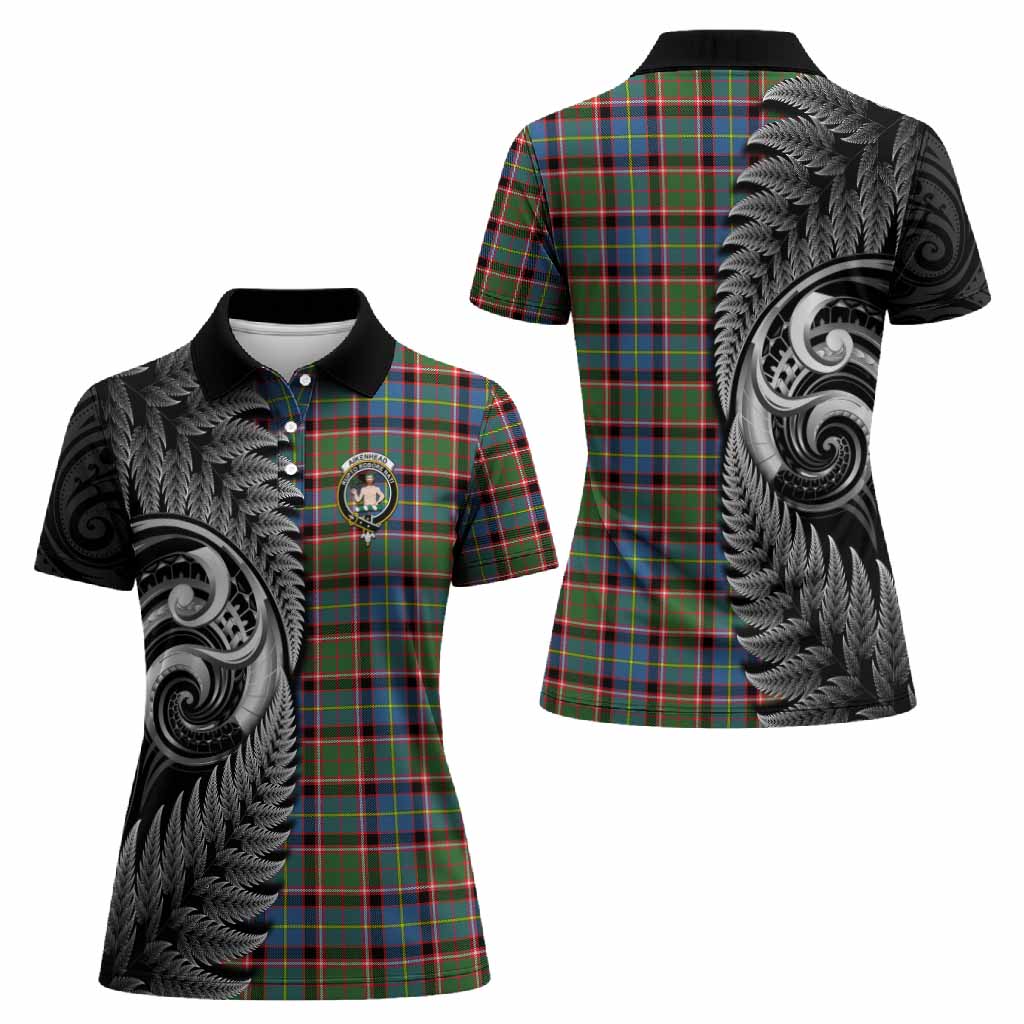 Aikenhead Tartan Crest Women Polo Shirt With New Zealand Silver Fern Maori Koru