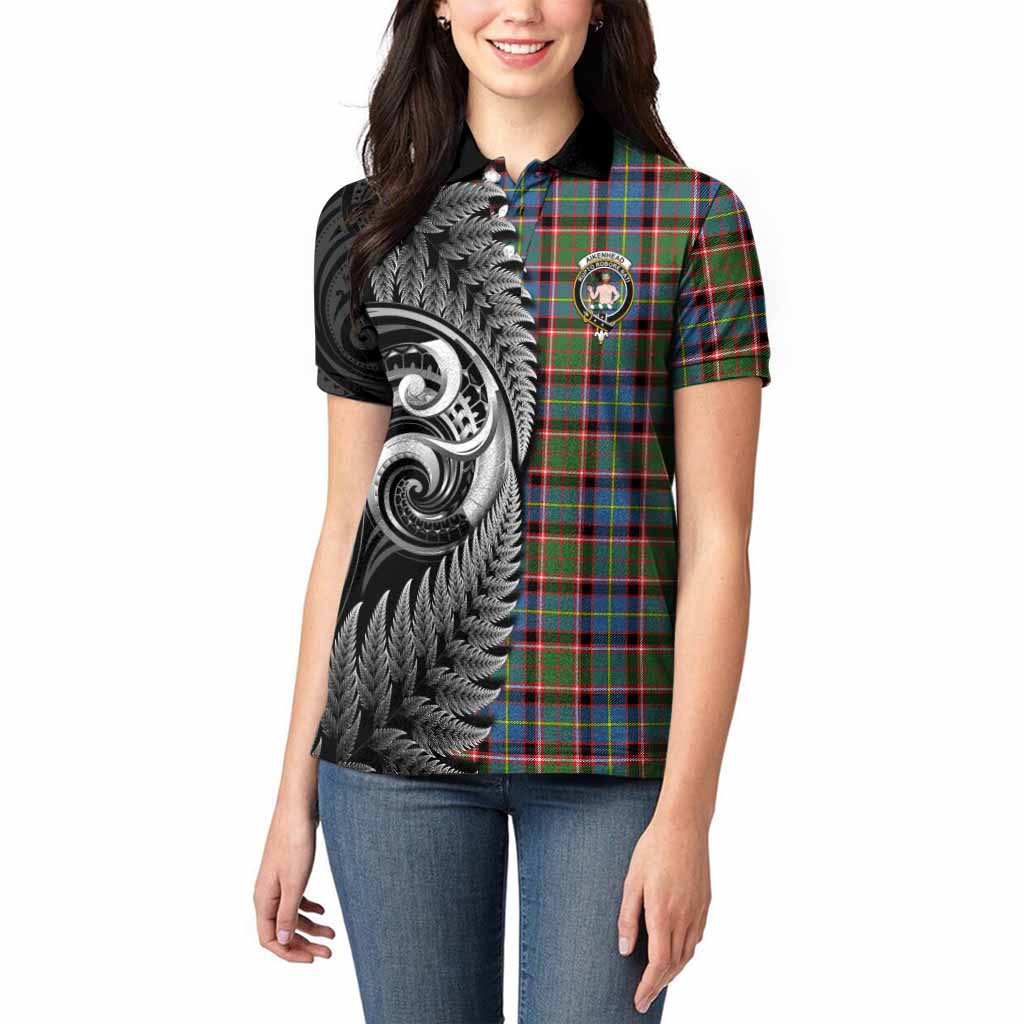 Aikenhead Tartan Crest Women Polo Shirt With New Zealand Silver Fern Maori Koru
