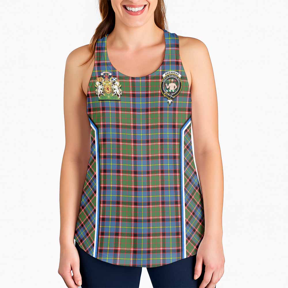 Aikenhead Tartan Crest Women Racerback Tanks Scotland Coat of Arm Flag Style - Tartan Vibes Clothing
