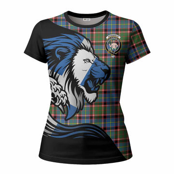 Aikenhead Tartan Crest Women T shirt Scottish Golden Lions Wave Flow