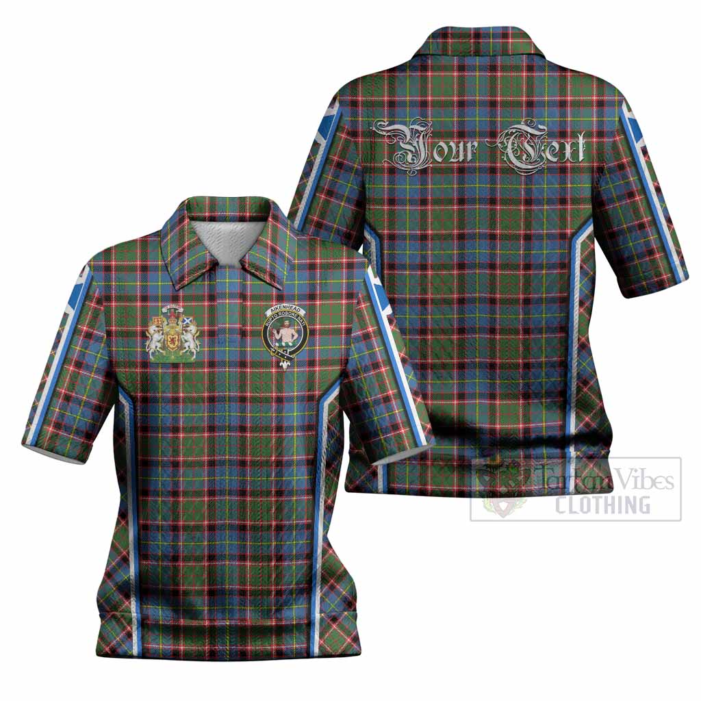 Aikenhead Tartan Crest Women’s Polo Sweater Top Scotland Coat of Arm Flag Style