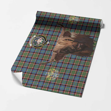 Aikenhead Tartan Crest Wrapping Paper Scotland Heilan Coo Tartan Seamless Style