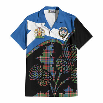 Aikenhead Tartan Family Crest Cotton Hawaiian Shirt Scotland Thistle Floral Flag Style