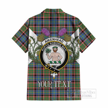 Aikenhead Tartan Family Crest Cotton Hawaiian Shirt Scottish Burns Night Thistle Floral