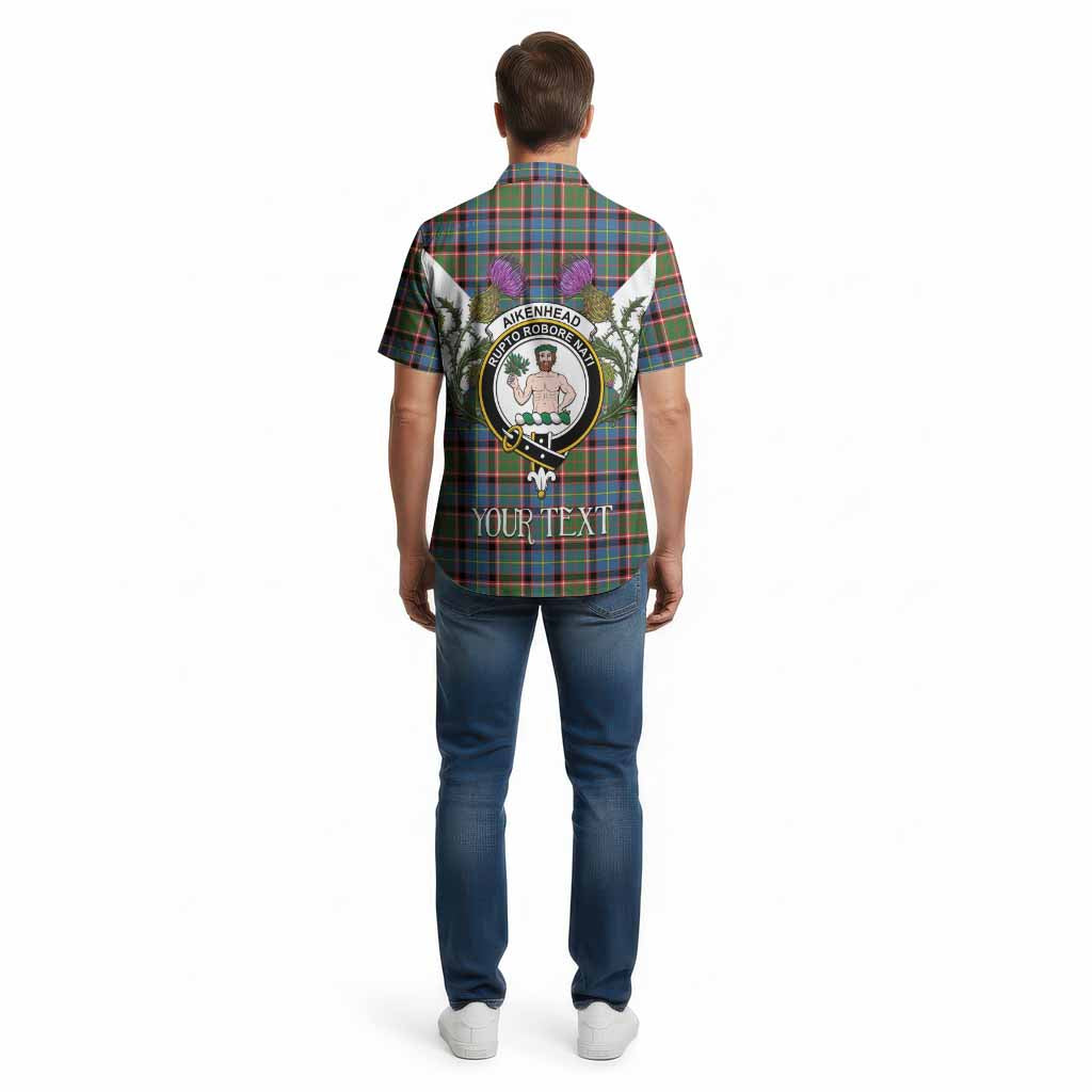 Aikenhead Tartan Family Crest Cotton Hawaiian Shirt Scottish Burns Night Thistle Floral