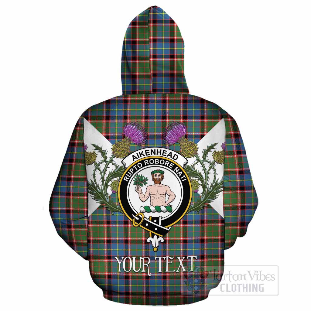 Aikenhead Tartan Family Crest Cotton Hoodie Scottish Burns Night Thistle Floral