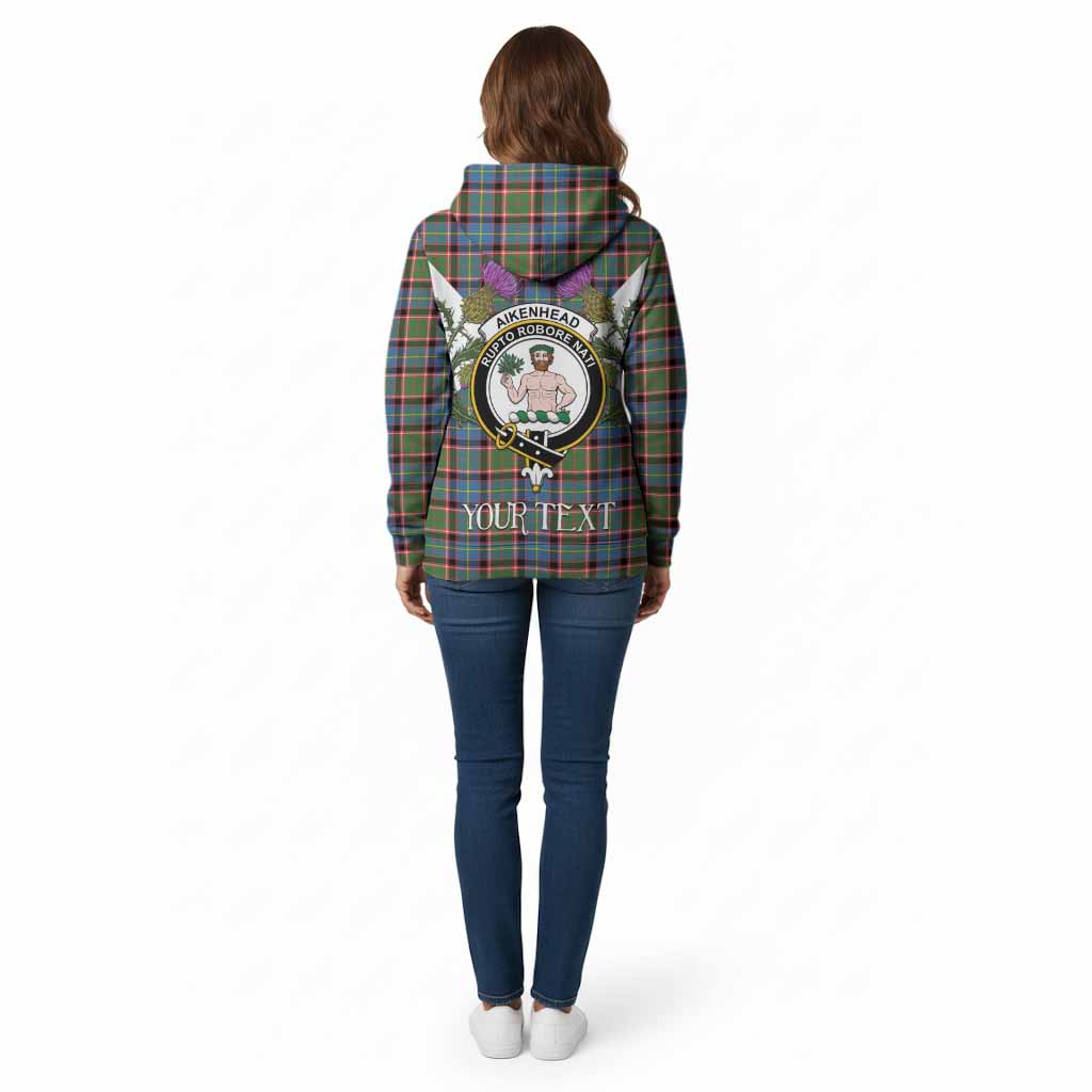 Aikenhead Tartan Family Crest Cotton Hoodie Scottish Burns Night Thistle Floral