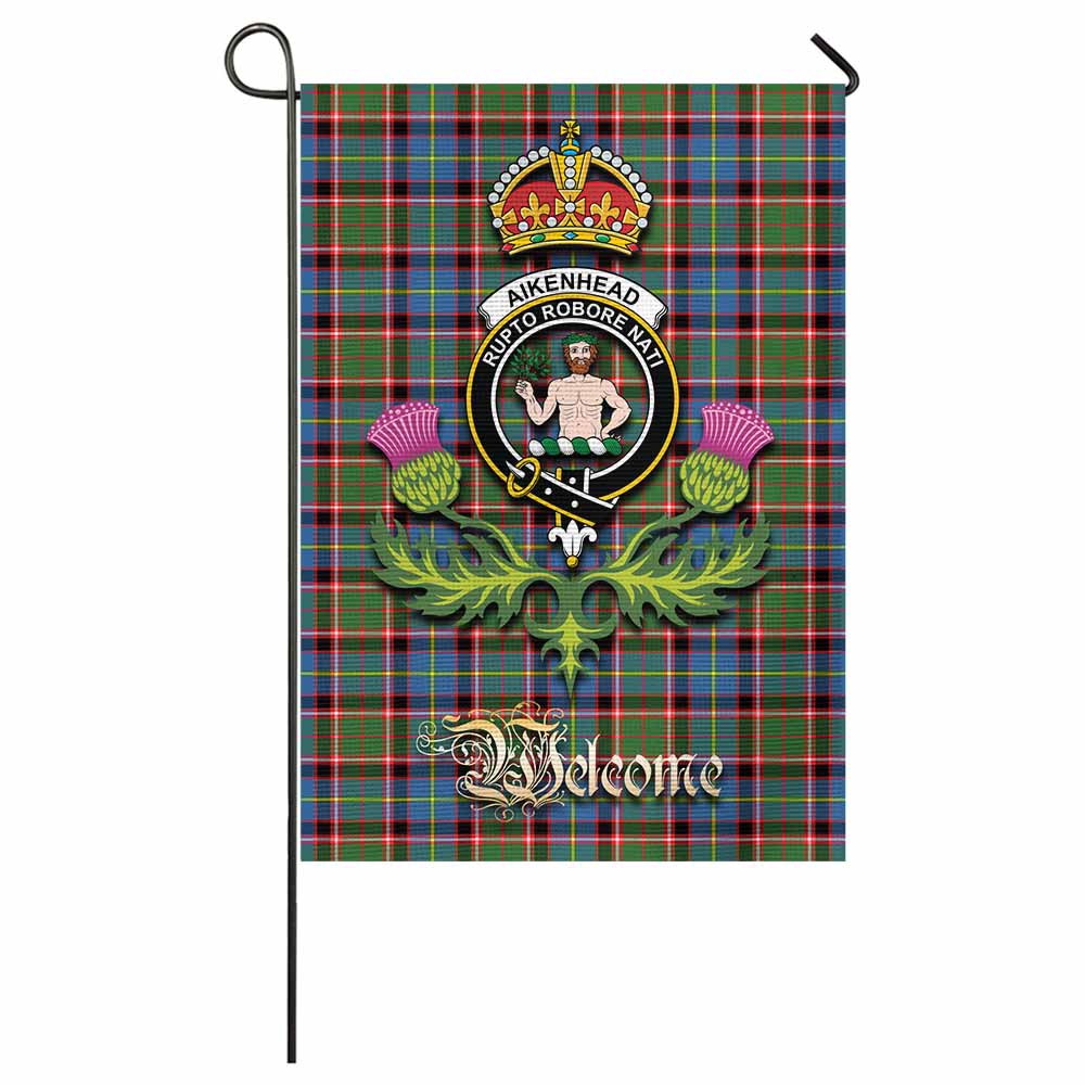 Aikenhead Tartan Family Crest Garden Flag Royal Thistle Welcome Style - Tartan Vibes Clothing