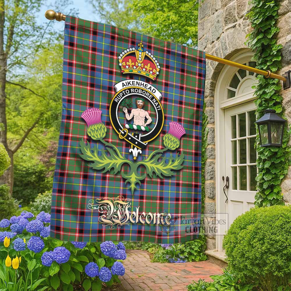 Aikenhead Tartan Family Crest Garden Flag Royal Thistle Welcome Style - Tartan Vibes Clothing