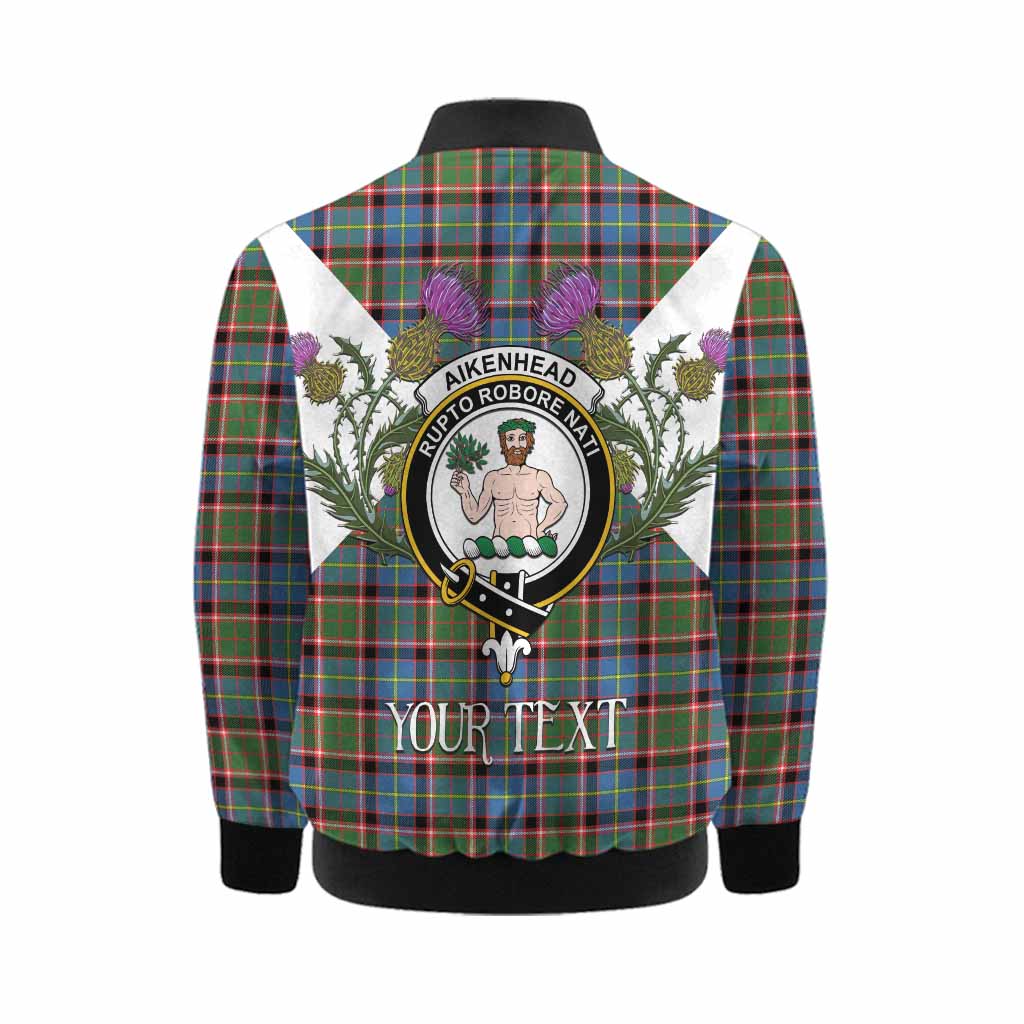 Aikenhead Tartan Family Crest Kid Bomber Jacket Scottish Burns Night Thistle Floral