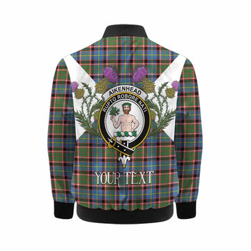 Aikenhead Tartan Family Crest Kid Bomber Jacket Scottish Burns Night Thistle Floral