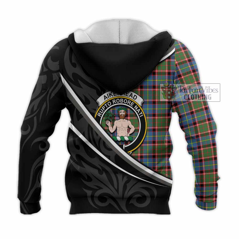 Aikenhead Tartan Family Crest Knitted Hoodie Celtic Scottish Thistle Floral - Tartan Vibes Clothing