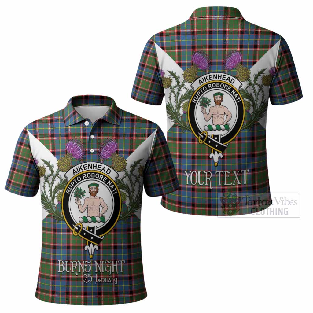 Aikenhead Tartan Family Crest Polo Shirt Scottish Burns Night Thistle Floral