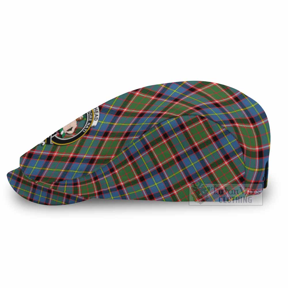 Aikenhead Tartan Flat Cap, Jeff Cap Cross Style with Family Crest - Tartan Vibes Clothing