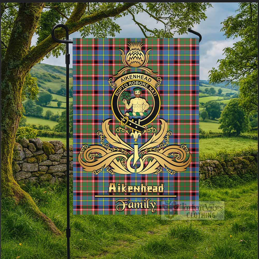 Aikenhead Tartan Garden Flag with Highland Thistle Cherish Family Crest Style - Tartan Vibes Clothing