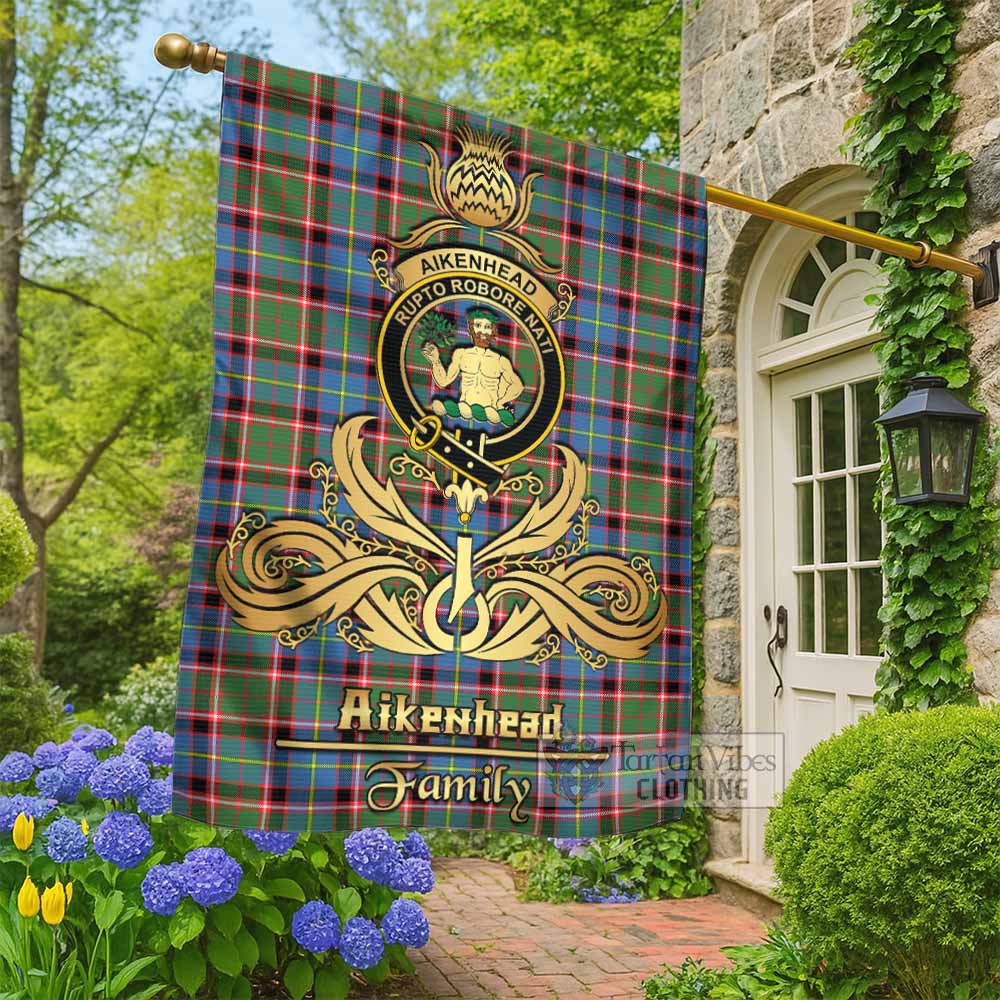 Aikenhead Tartan Garden Flag with Highland Thistle Cherish Family Crest Style - Tartan Vibes Clothing