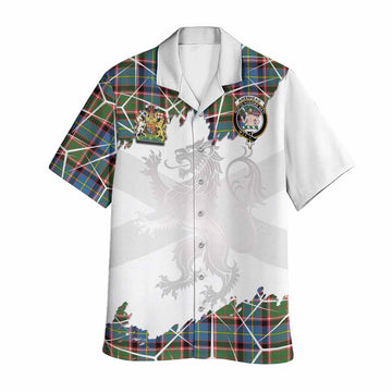 Aikenhead Tartan Hawaiian Shirt with Family Crest and Lion Rampant Grunge Style