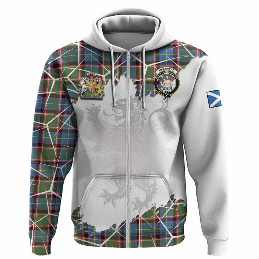 Aikenhead Tartan Hoodie with Family Crest and Lion Rampant Grunge Style