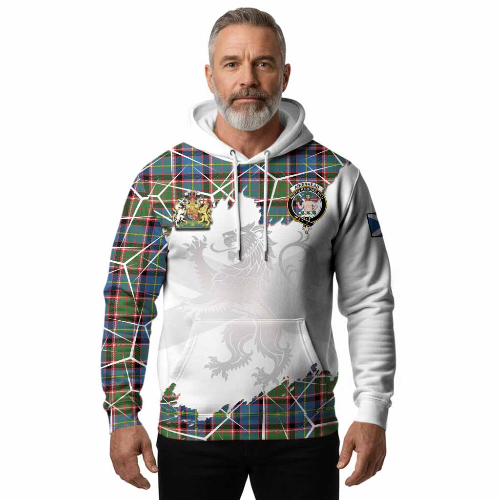 Aikenhead Tartan Hoodie with Family Crest and Lion Rampant Grunge Style