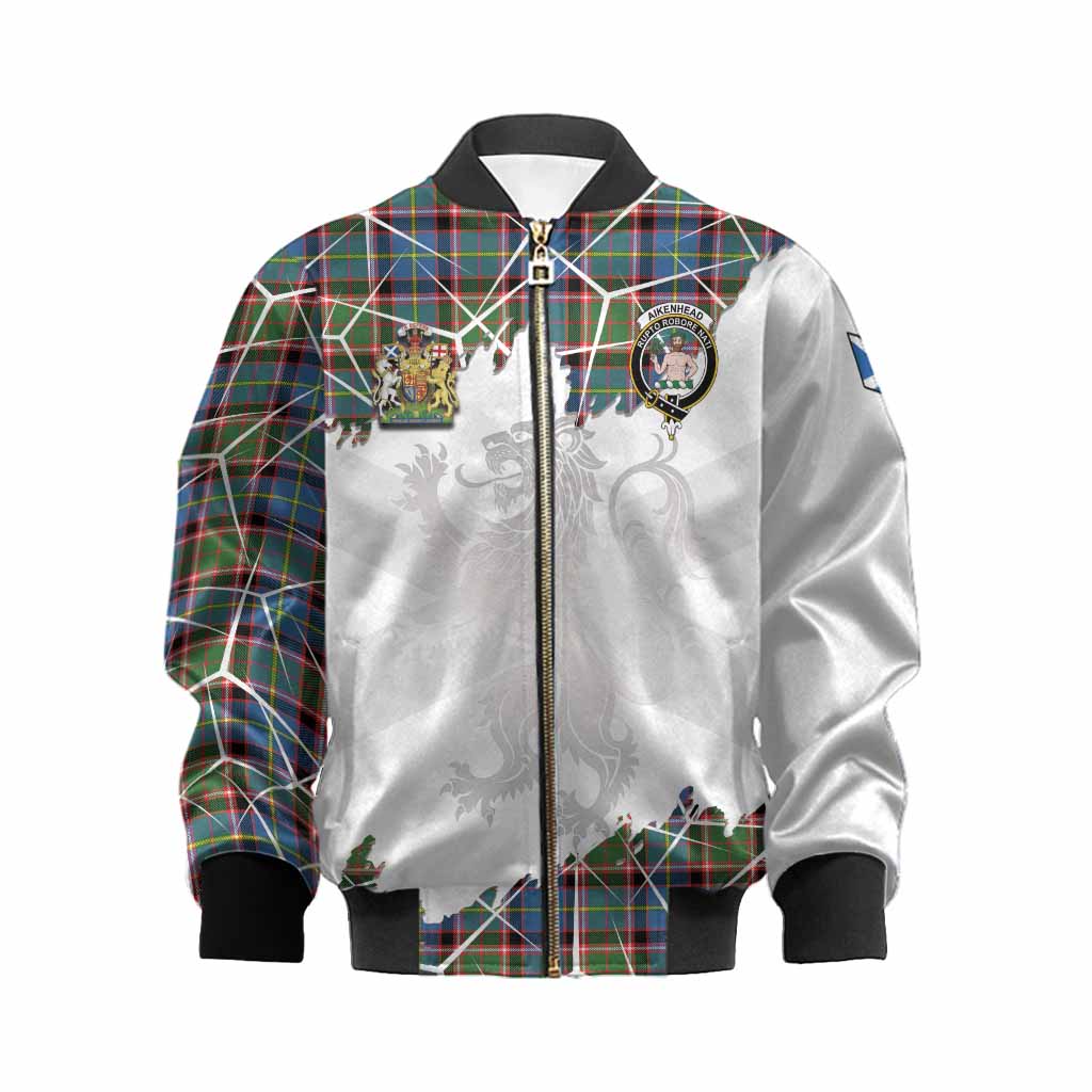 Aikenhead Tartan Kid Bomber Jacket with Family Crest and Lion Rampant Grunge Style