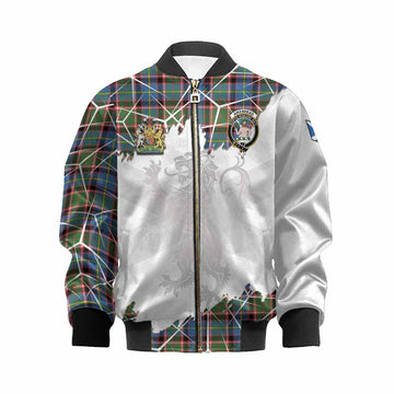 Aikenhead Tartan Kid Bomber Jacket with Family Crest and Lion Rampant Grunge Style