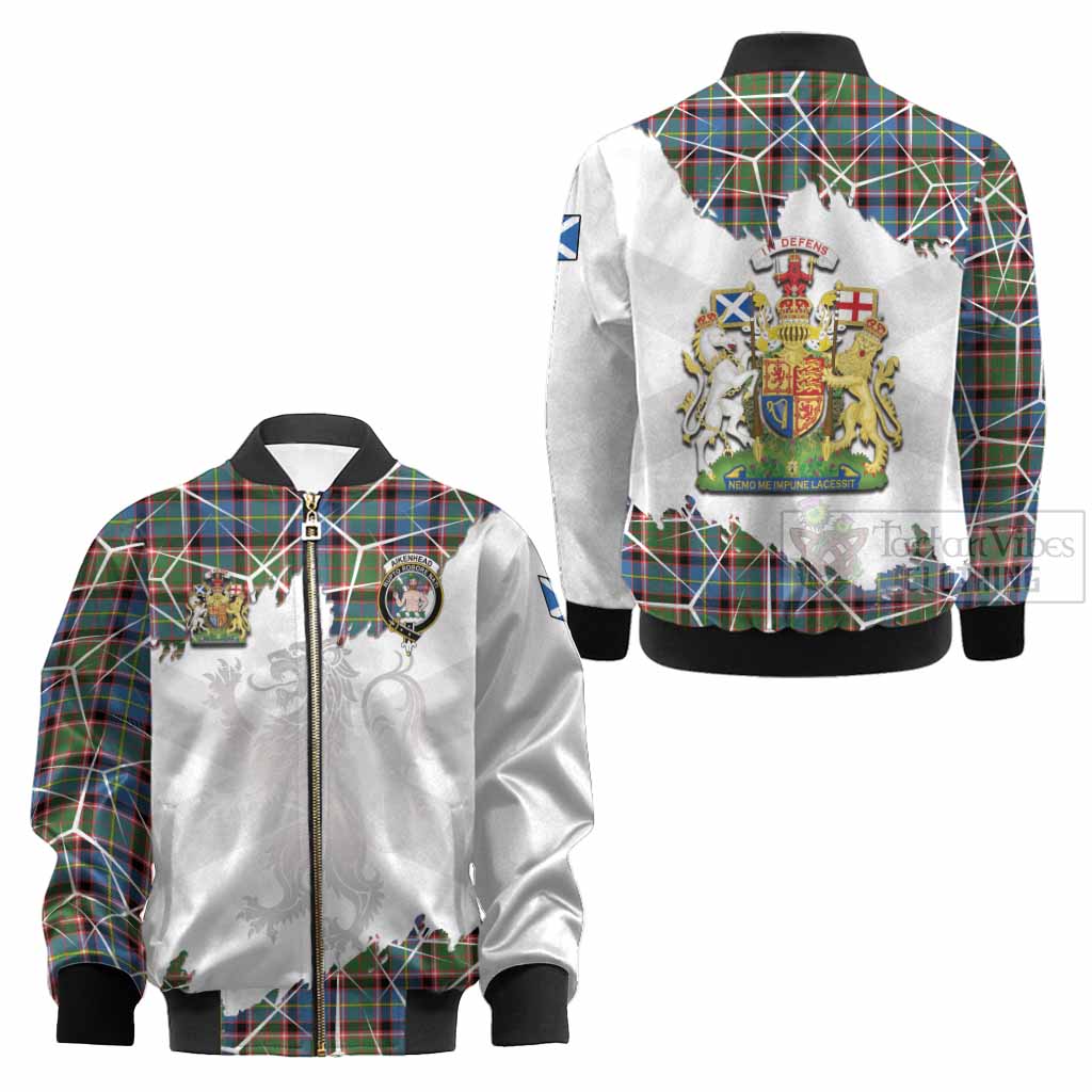 Aikenhead Tartan Kid Bomber Jacket with Family Crest and Lion Rampant Grunge Style