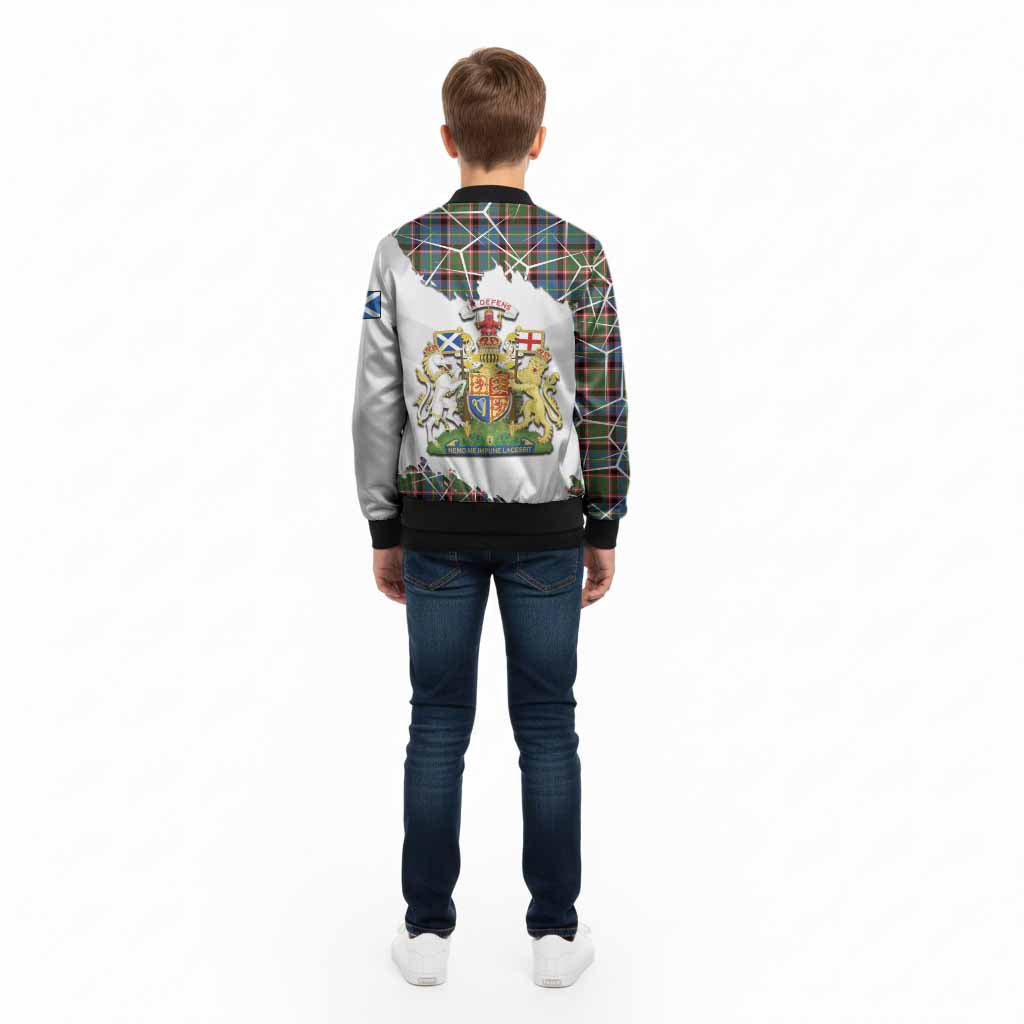 Aikenhead Tartan Kid Bomber Jacket with Family Crest and Lion Rampant Grunge Style