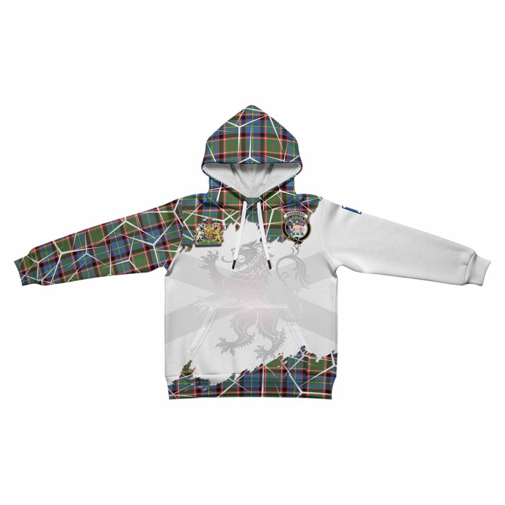 Aikenhead Tartan Kid Hoodie with Family Crest and Lion Rampant Grunge Style