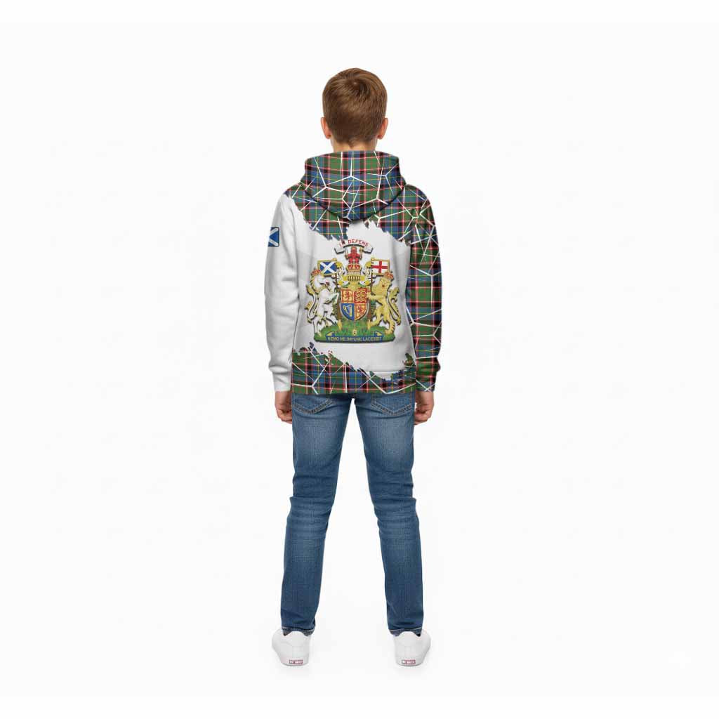 Aikenhead Tartan Kid Hoodie with Family Crest and Lion Rampant Grunge Style