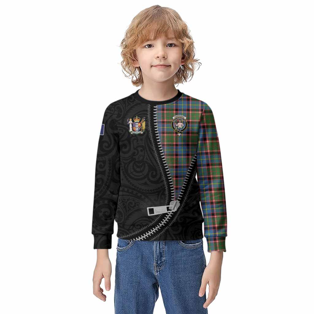 Aikenhead Tartan Kid Knitted Sweatshirt New Zealand Pattern Unique Zipper Stylized