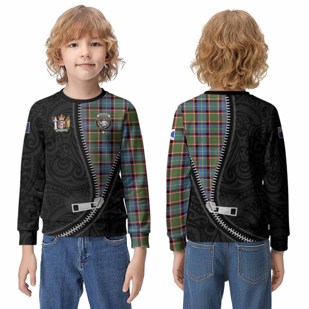 Aikenhead Tartan Kid Knitted Sweatshirt New Zealand Pattern Unique Zipper Stylized