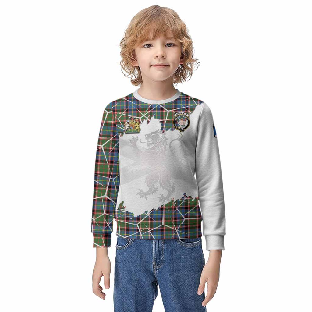 Aikenhead Tartan Kid Knitted Sweatshirt with Family Crest and Lion Rampant Grunge Style