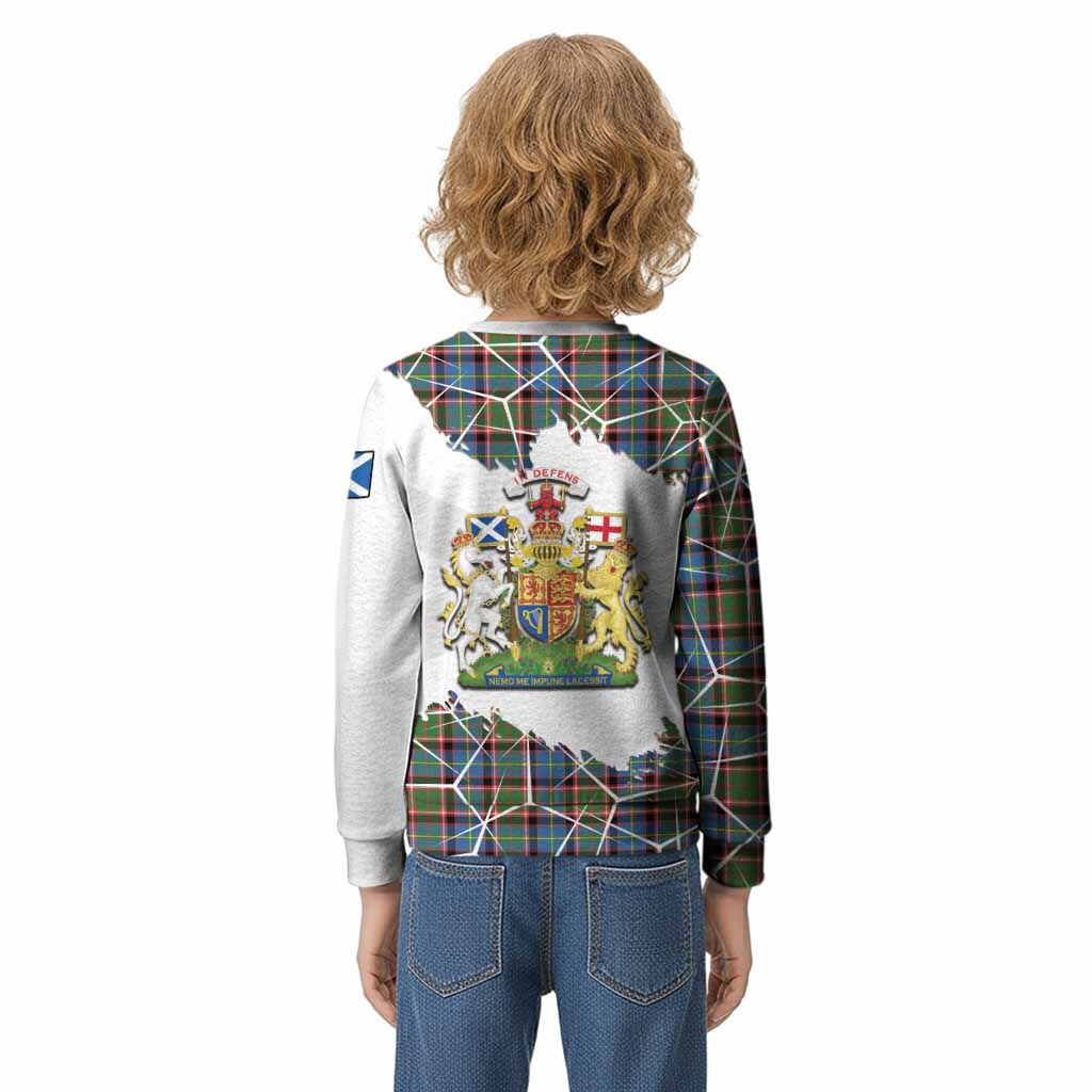 Aikenhead Tartan Kid Knitted Sweatshirt with Family Crest and Lion Rampant Grunge Style