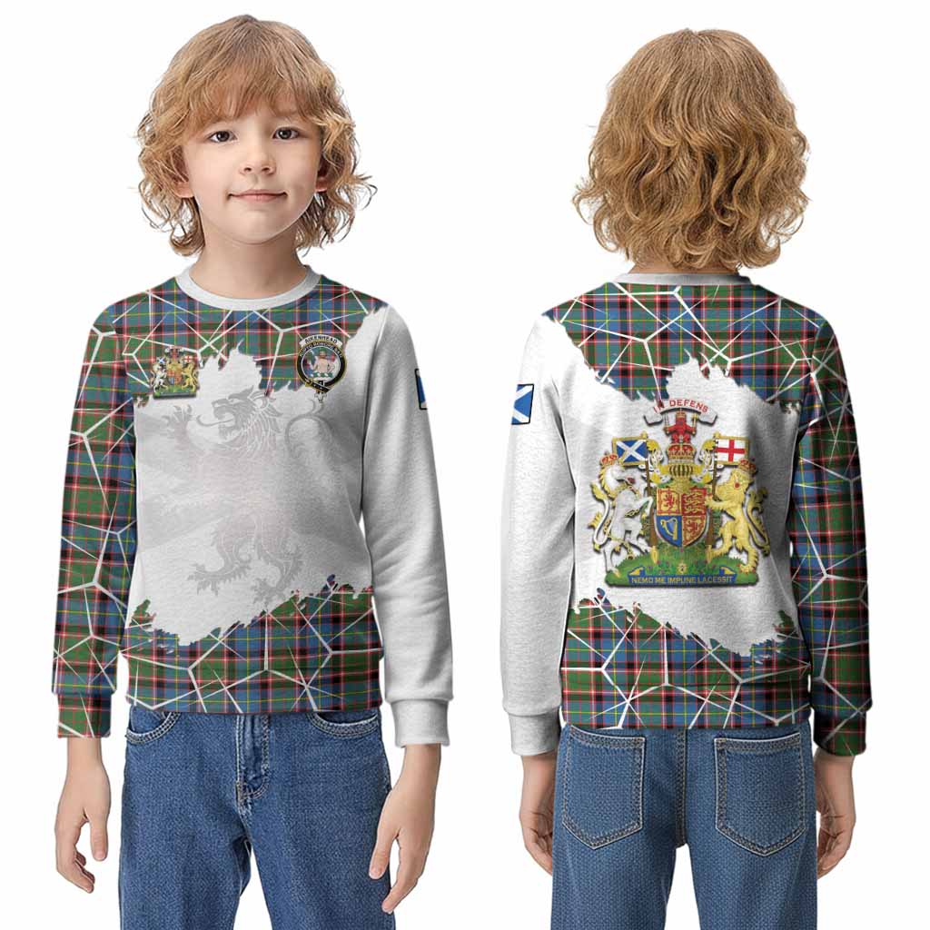 Aikenhead Tartan Kid Knitted Sweatshirt with Family Crest and Lion Rampant Grunge Style