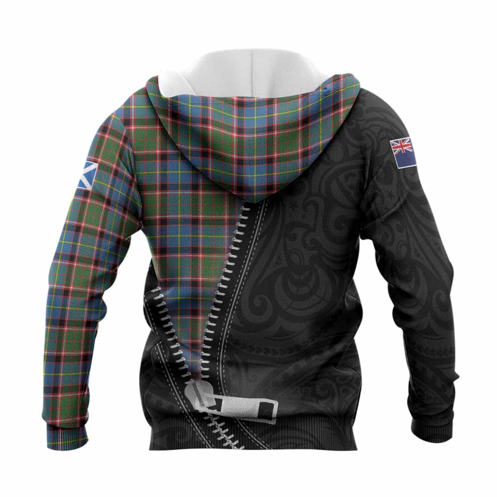 Aikenhead Tartan Knitted Hoodie New Zealand Pattern Unique Zipper Stylized