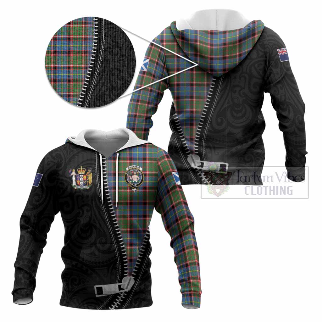 Aikenhead Tartan Knitted Hoodie New Zealand Pattern Unique Zipper Stylized