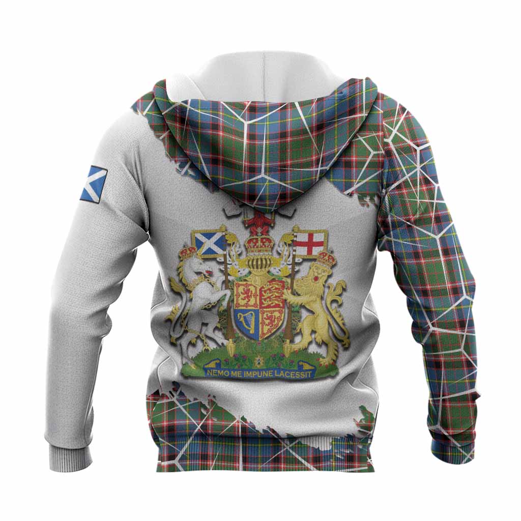 Aikenhead Tartan Knitted Hoodie with Family Crest and Lion Rampant Grunge Style